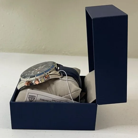 Joseph Abboud Silver-Tone, Blue Strap, Blue Dial, Mens Watch In Original Box - Picture 10 of 13